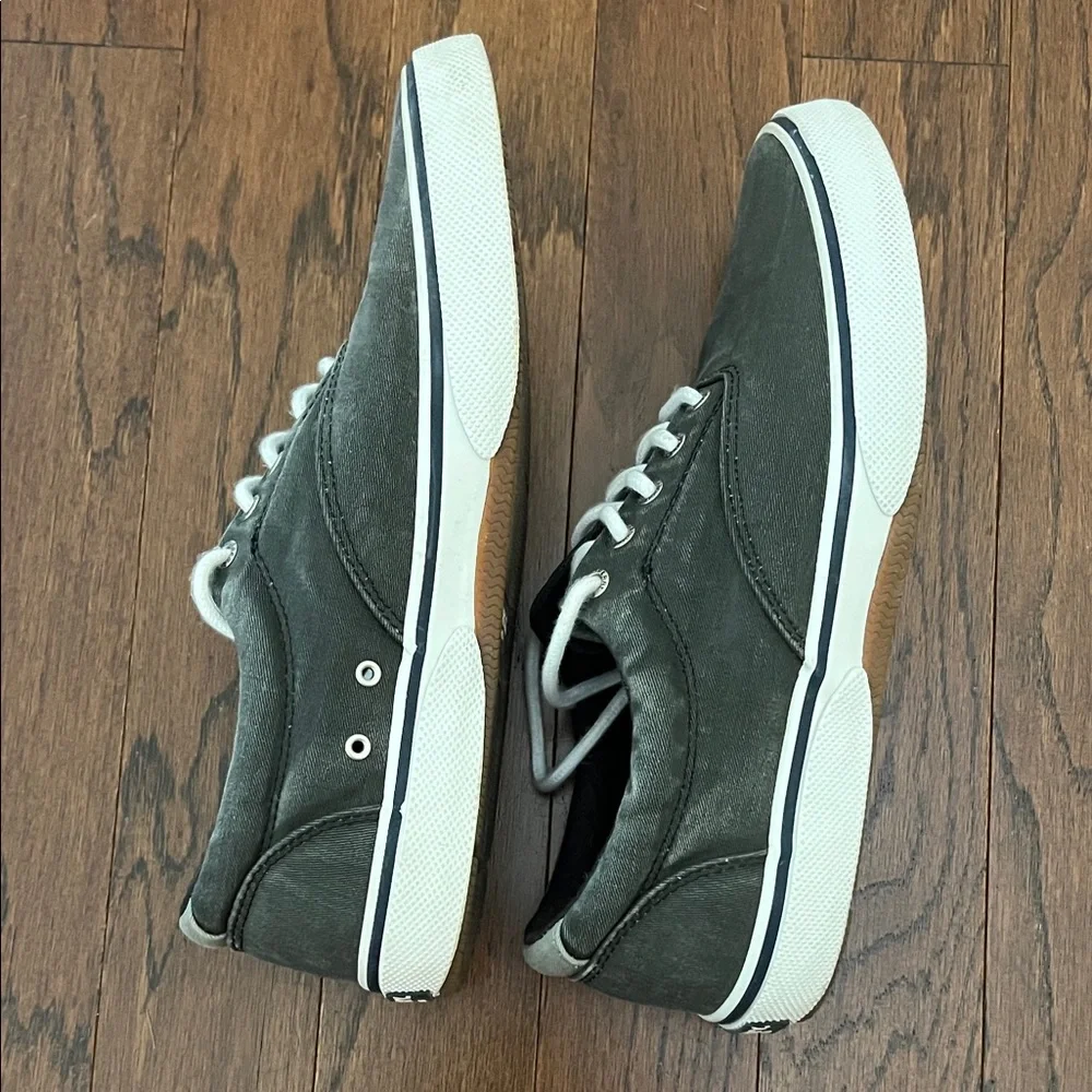Sperry Men's Charcoal Canvas Boat Shoes with White Accents